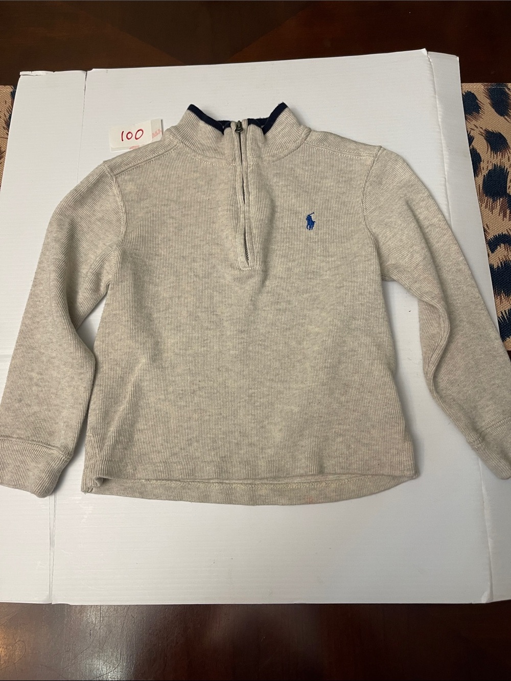 Polo by Ralph Lauren Kids Light Gray Half-Zip Pullover with Navy Pony